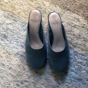 Seychelles teal suede mules